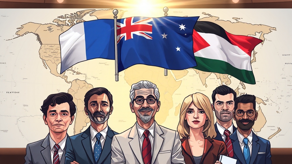 프랑스, 팔레스타인 국가 승인 발표 (illustration 스타일)