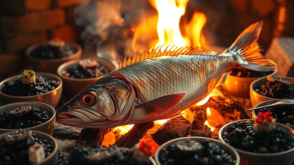 화덕 고등어 맛집 특징 (realistic 스타일)