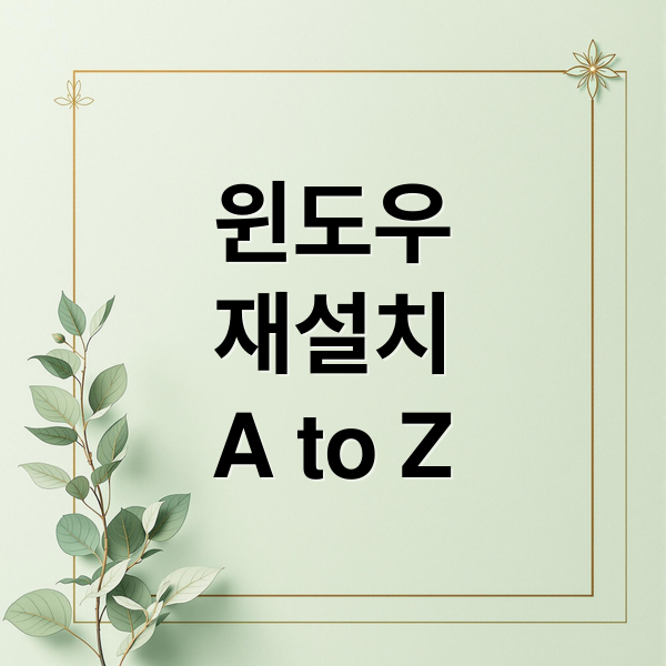 윈도우
재설치
A to Z (윈도우 재설치 단점)