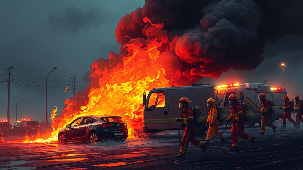 화재 진압 방법 및 피해 상황 (illustration 스타일)