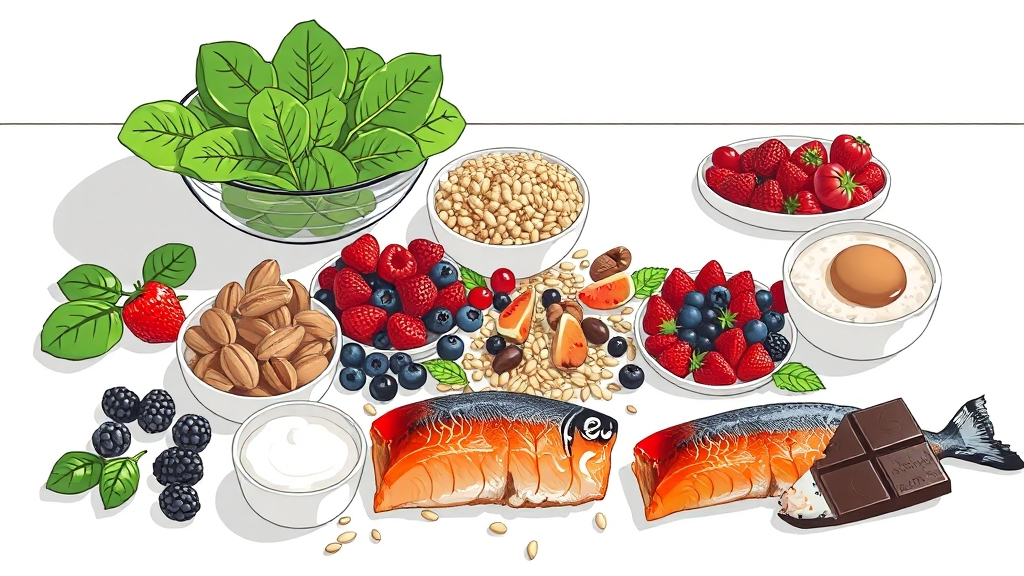 혈당 조절에 도움을 주는 음식 BEST 10 (illustration 스타일)