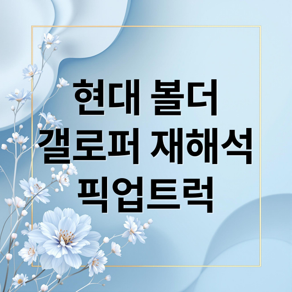 현대 볼더
갤로퍼 재해석
픽업트럭 (현대 볼더 갤로퍼 픽업)