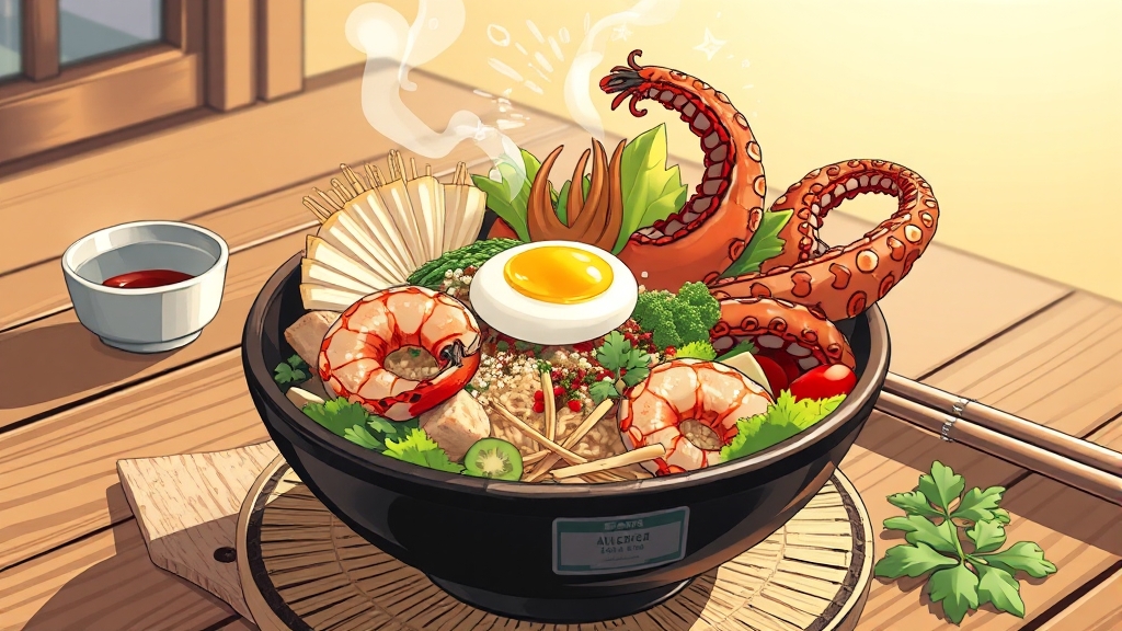 낙지덮밥 대체 건강 식단 (illustration 스타일)