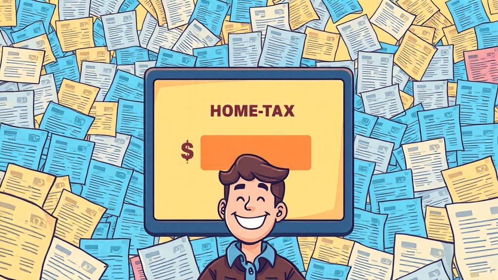 홈택스 신고, 어렵지 않아요! (cartoon 스타일)