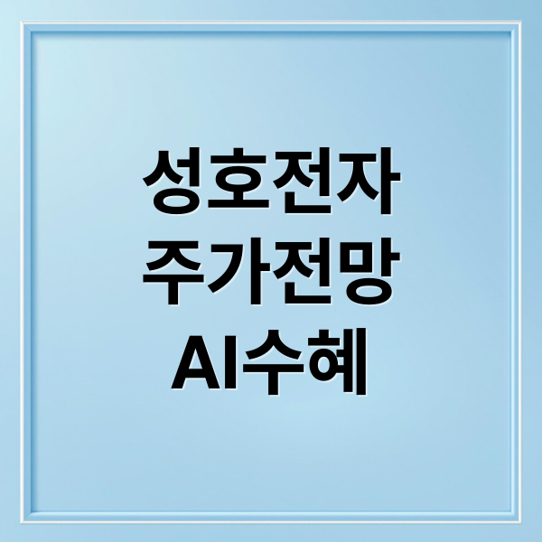성호전자
주가전망
AI수혜 (성호전자 주가 전망)