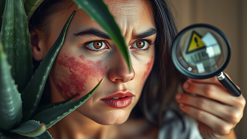 알로에 알레르기 및 부작용 (realistic 스타일)