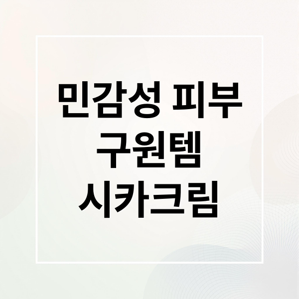 민감성 피부
구원템
시카크림 (민감성 피부 시카크림 고르는 법)