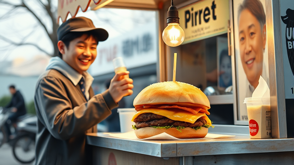 영철버거의 역사와 특징 (watercolor 스타일)