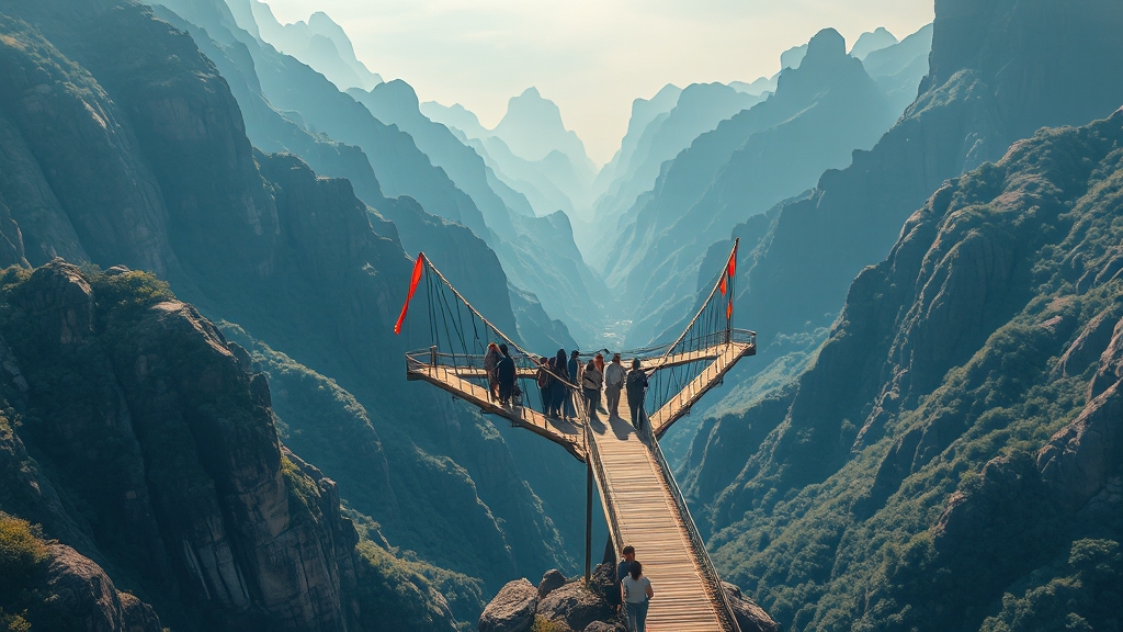 우두산 Y자형 출렁다리 (realistic 스타일)