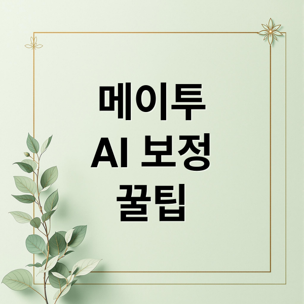 메이투
AI 보정
꿀팁 (메이투 AI 보정 가이드)