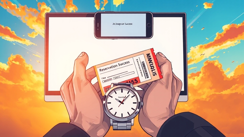 티켓팅 성공 핵심 전략 (illustration 스타일)