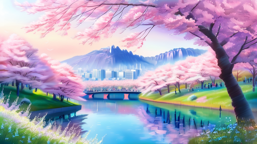 서울랜드: 봄, 놀이, 벚꽃을 한 번에 (watercolor 스타일)