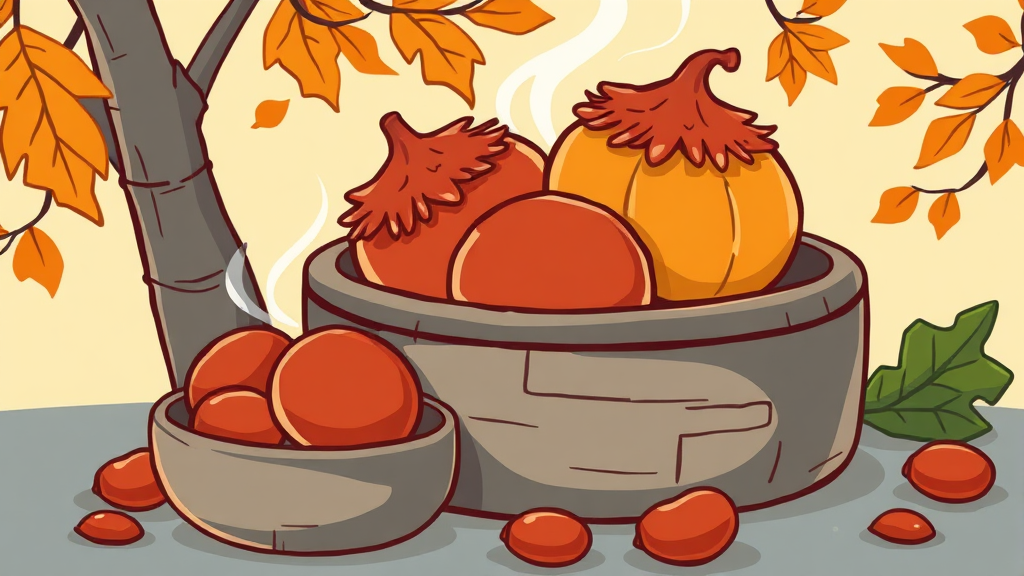 밤 삶기 vs 밤 찌기 비교 (cartoon 스타일)