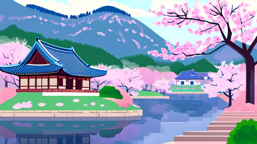 2026년 경주 벚꽃 개화 시기 및 만개 예상 (illustration 스타일)