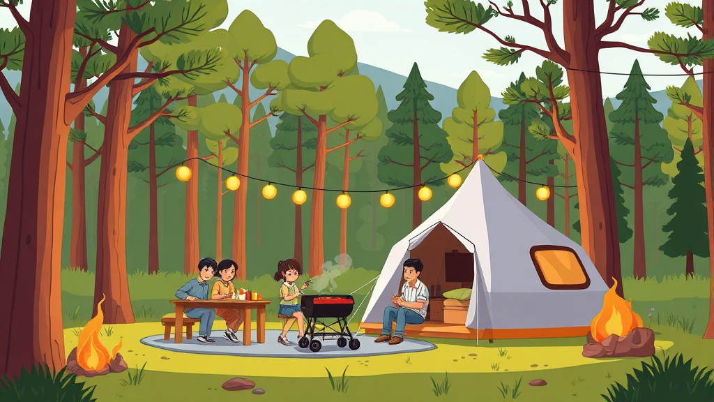 월송리캠프 매력 탐구 (cartoon 스타일)