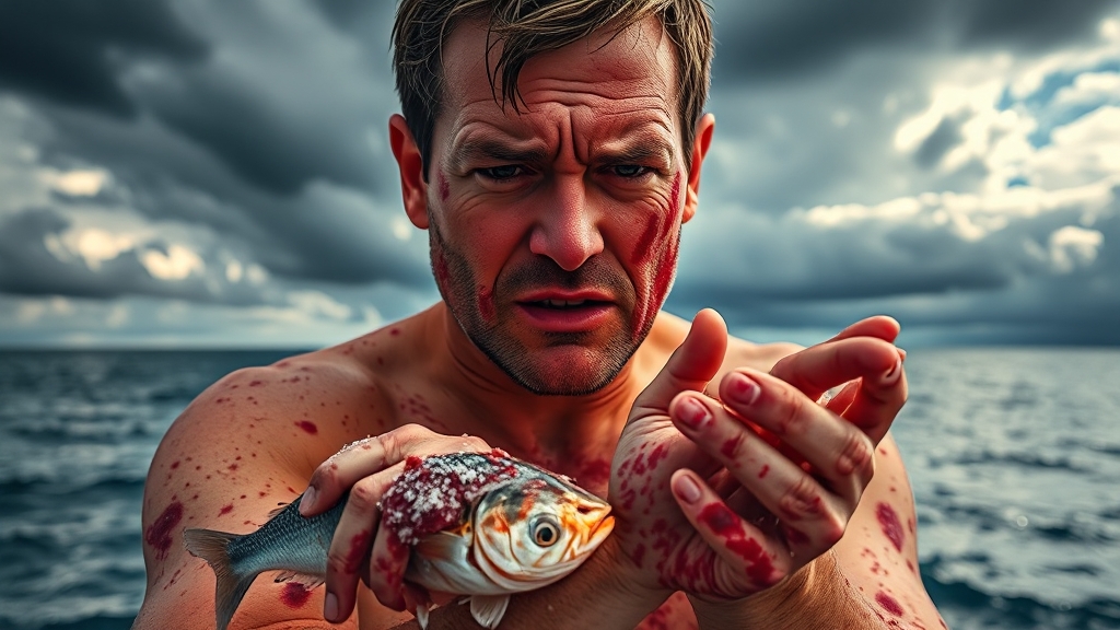 비브리오 패혈증균, 증상과 감염 (realistic 스타일)