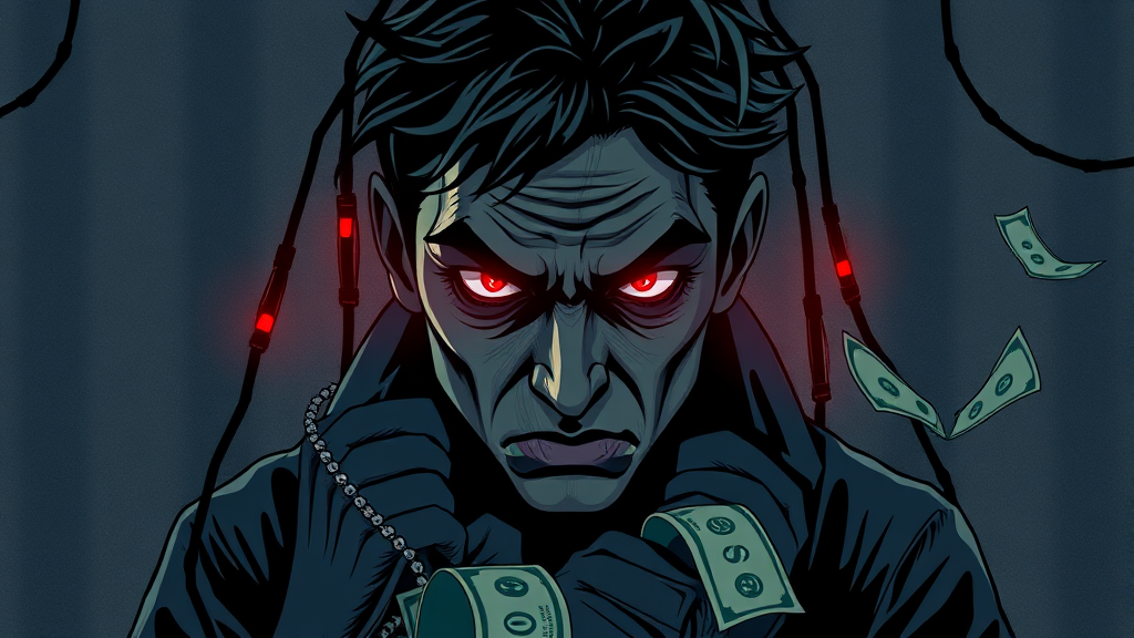 돈 불안 심리, 부정적 그림자 (illustration 스타일)