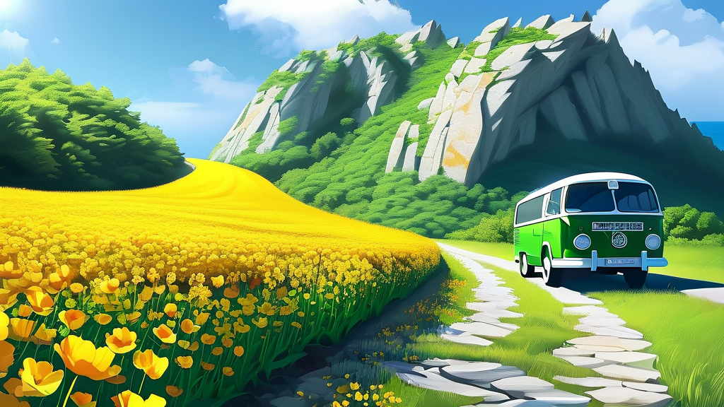 청산도 섬 내 이동 수단 및 추천 코스 (realistic 스타일)