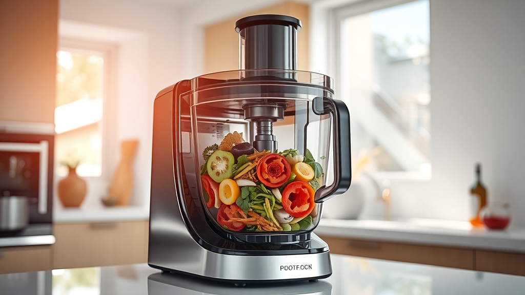 핵심 기능: 분쇄, 건조, 탈취 (realistic 스타일)