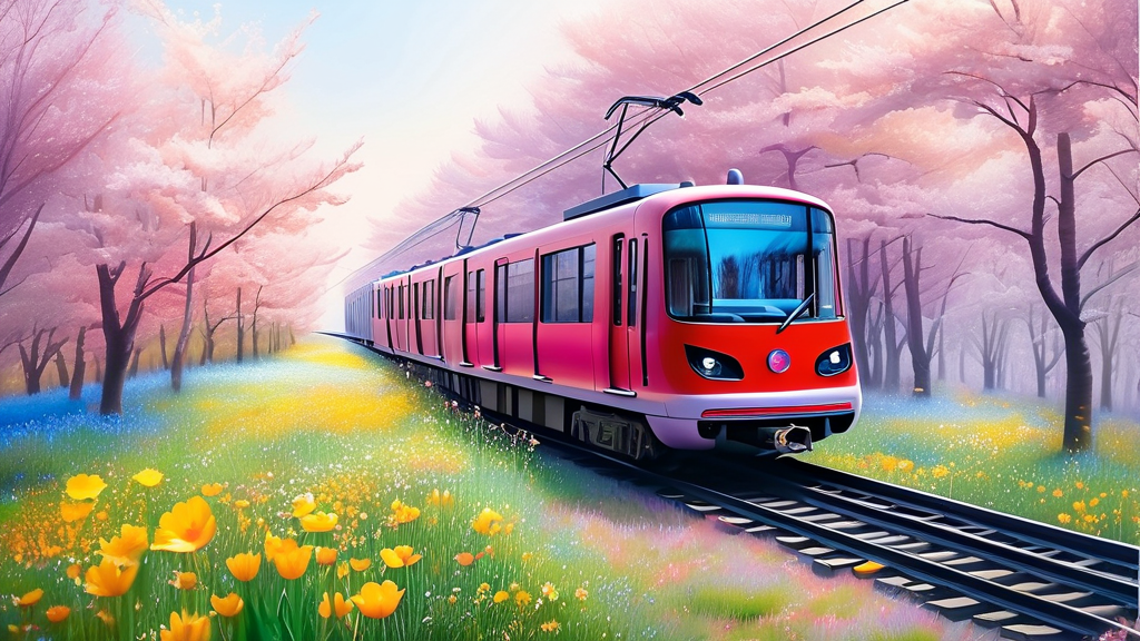 화담숲: 수선화와 벚꽃의 향연 (watercolor 스타일)