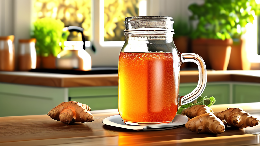 특별한 생강차 레시피: 생강청 만들기 (realistic 스타일)