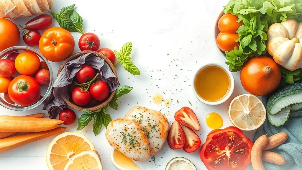 균형 잡힌 식단 (watercolor 스타일)