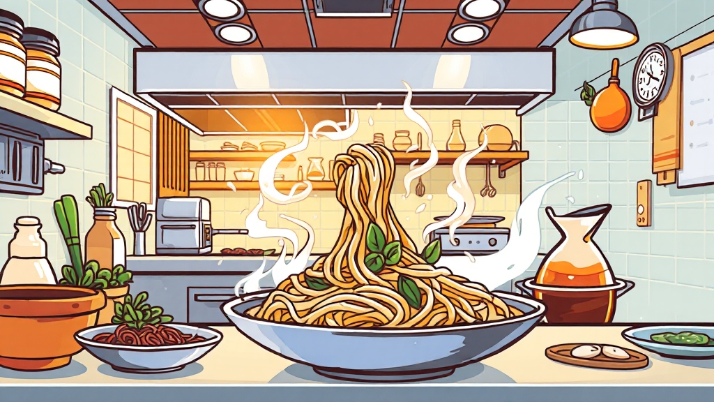 미식당 분위기 및 서비스 특징 (cartoon 스타일)