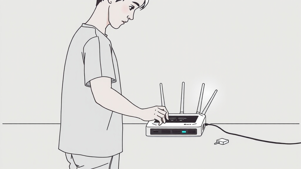 공유기 문제 해결: 재부팅 및 초기화 (illustration 스타일)