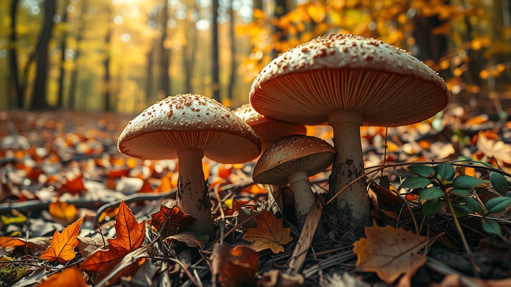 능이버섯 섭취 시, 주의사항은? (realistic 스타일)