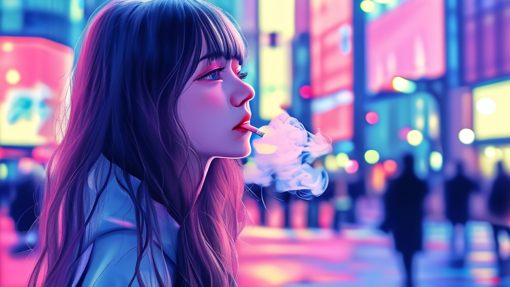 RM 흡연 의혹과 일본의 엄격한 규제 (watercolor 스타일)