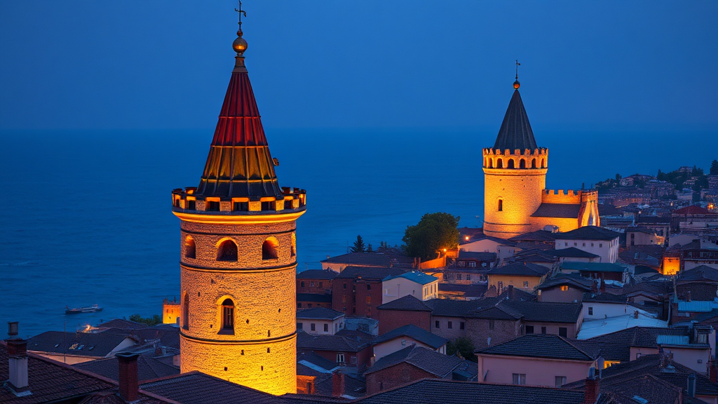 바쿠 필수 명소 (realistic 스타일)