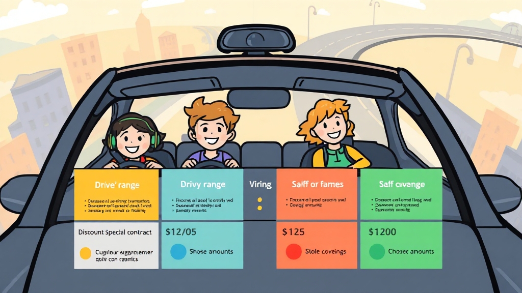 자녀 운전 보험 비교 시 체크포인트 (cartoon 스타일)