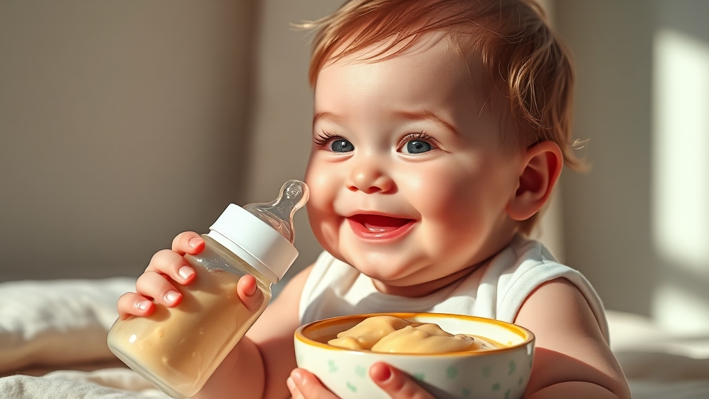 6개월 아기, 단백질 이유식 중요성 (realistic 스타일)