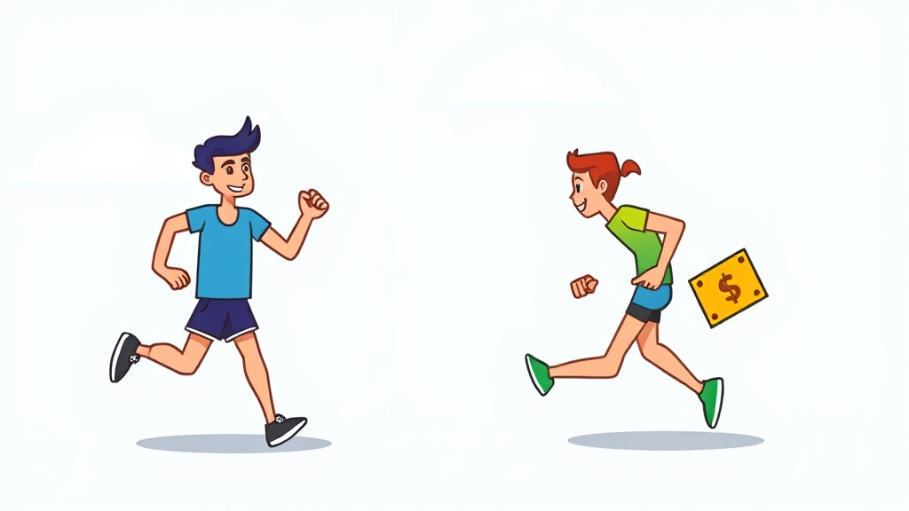 현금 vs 카드론: 핵심 비교 (cartoon 스타일)