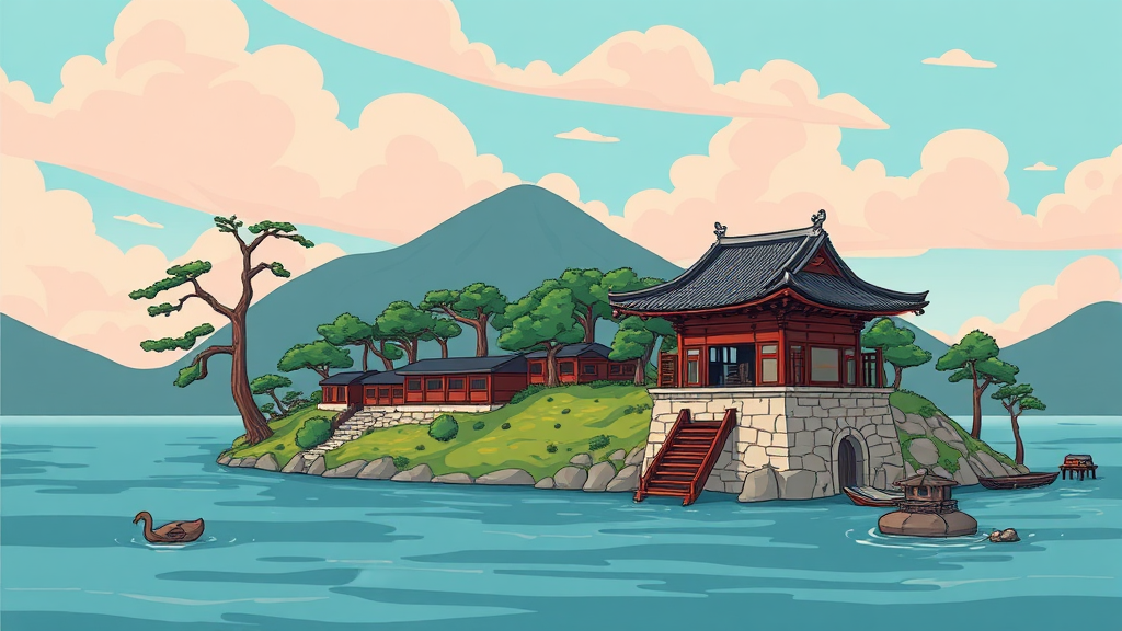 영월 청령포, 아름다운 풍경과 함께하는 역사 여행 (cartoon 스타일)