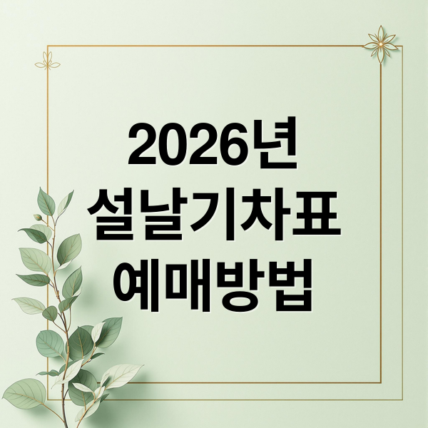 2026년 설날기차표 예매방법 (설날, 명절 KTX srt 예매 일정)