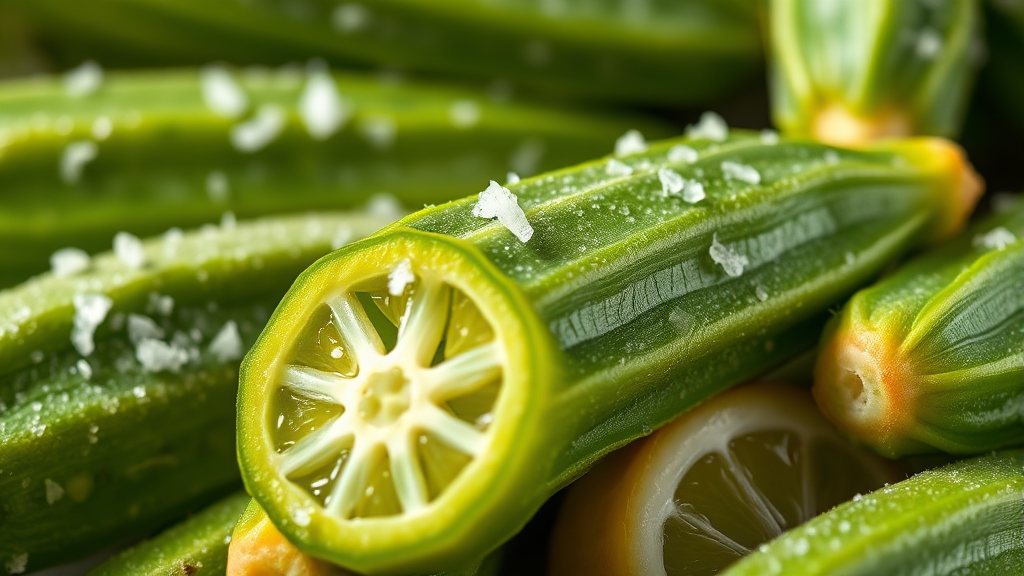 오크라 선택 팁: 신선도 확인 방법 (realistic 스타일)