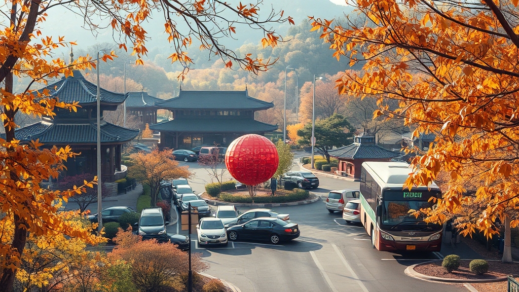 화담숲 주차 정보 및 대중교통 이용 안내 (realistic 스타일)