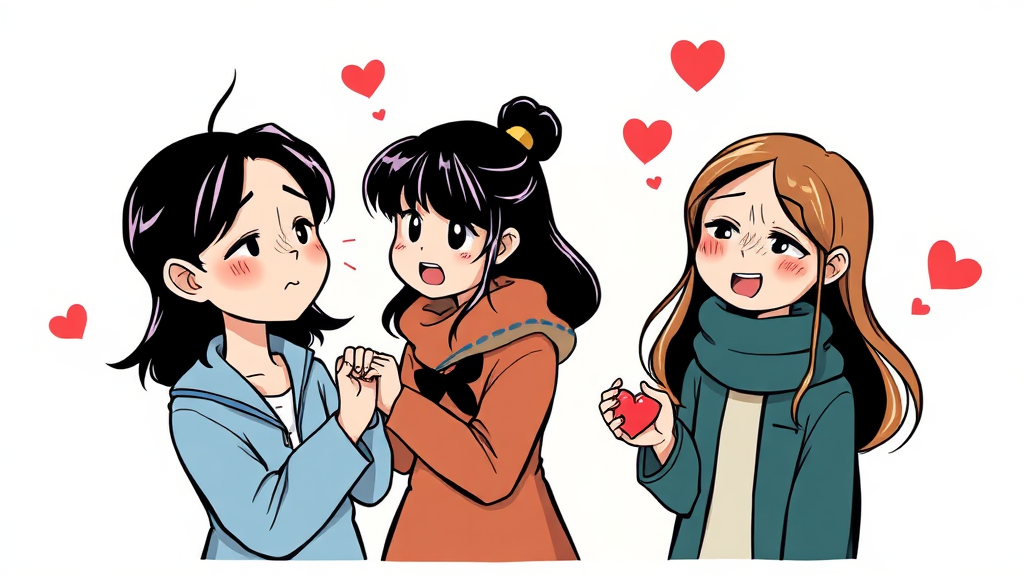 영수, 순자, 옥순의 최종 선택 결과는? (cartoon 스타일)