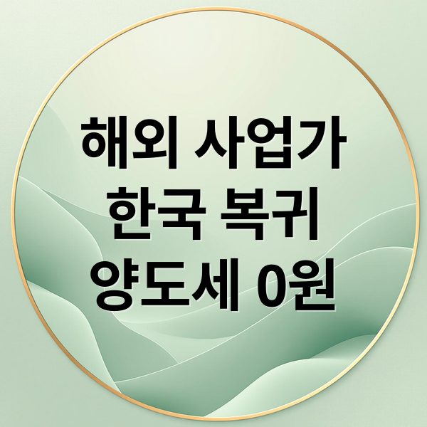 해외 사업가
한국 복귀
양도세 0원 (양도세 혜택 (국내복귀 계좌)