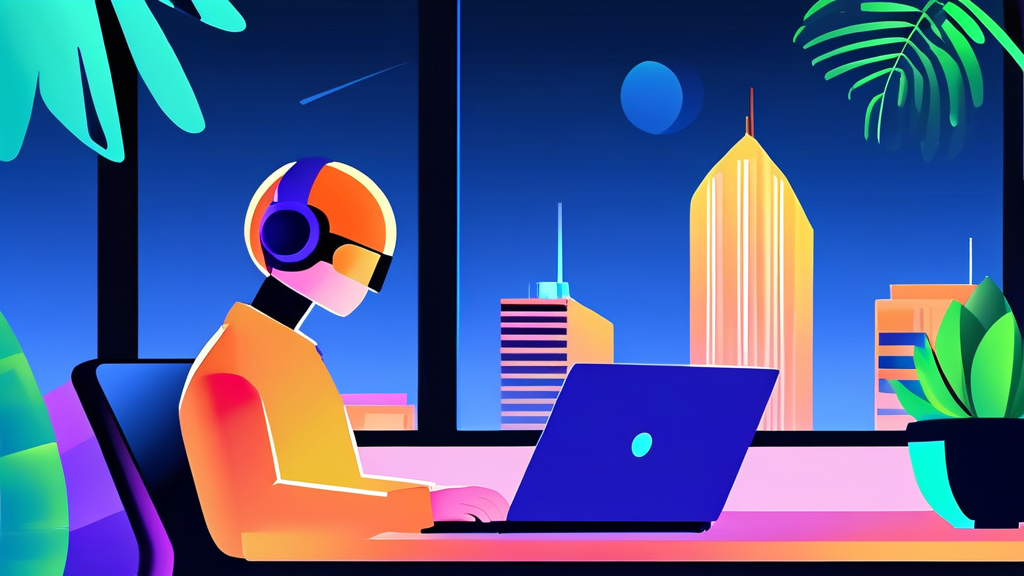 그램 챗, AI 기능으로 작업 효율 극대화 (illustration 스타일)