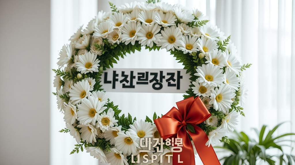 근조화환 제작 및 배송 특징 (realistic 스타일)