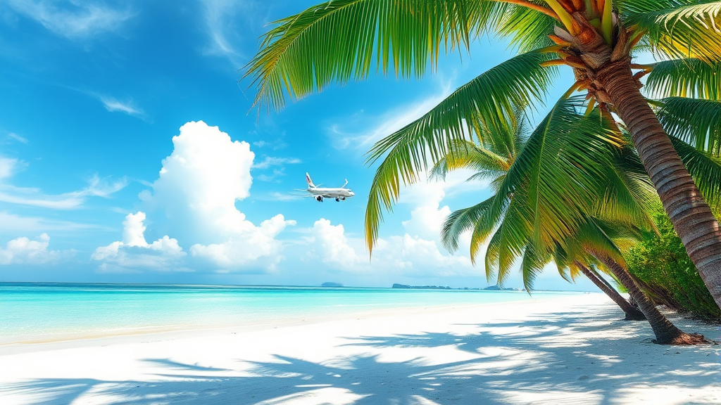 푸꾸옥 항공권 최저가 검색 (watercolor 스타일)