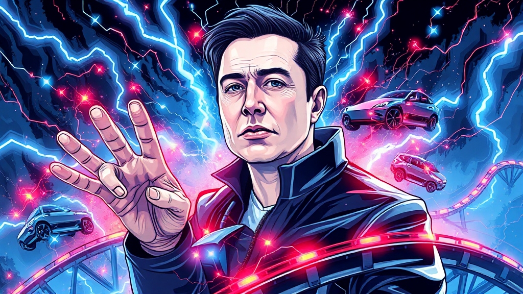 일론 머스크, 주가에 약일까 독일까? (illustration 스타일)