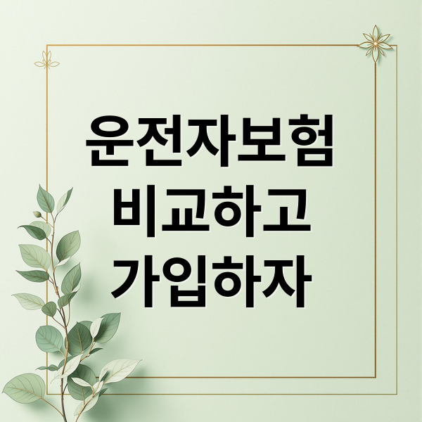운전자보험
비교하고
가입하자 (운전자보험 비교 사이트)