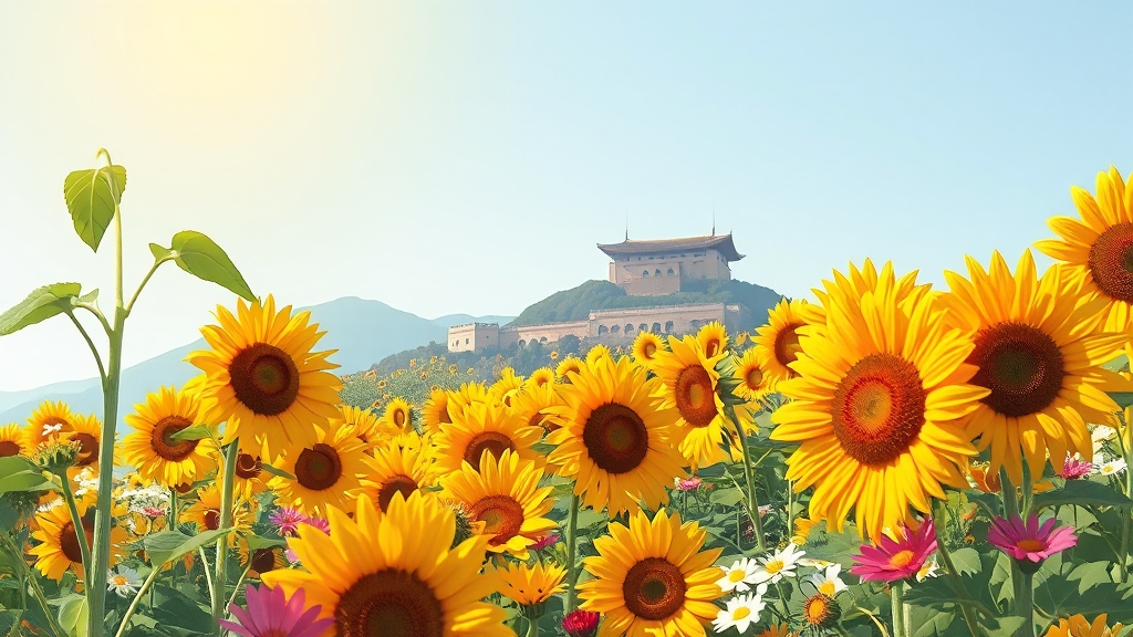 미르섬 해바라기, 언제 볼 수 있을까? (illustration 스타일)