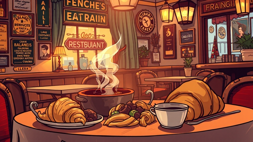 파리 현지 음식: 맛집 추천 (cartoon 스타일)