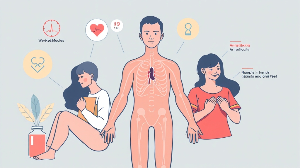 칼륨 과다 또는 부족 시 증상 (illustration 스타일)