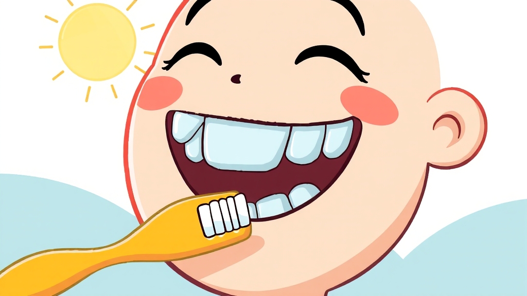 시린 이를 위한 올바른 양치 습관 (cartoon 스타일)