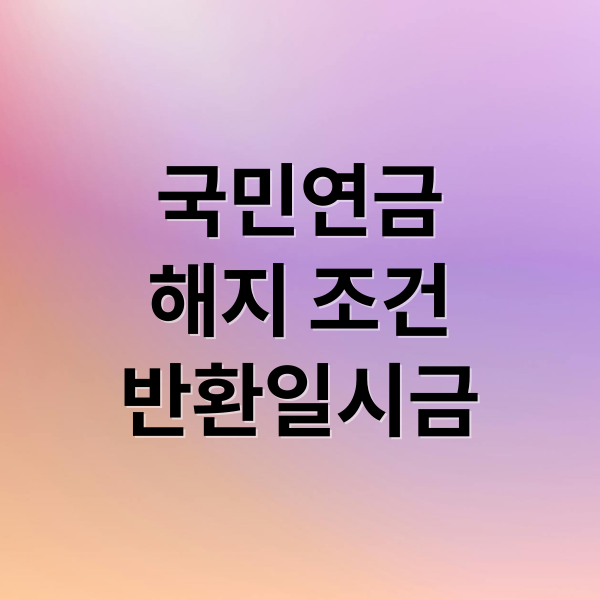 국민연금
해지 조건
반환일시금 (국민연금해지조건)